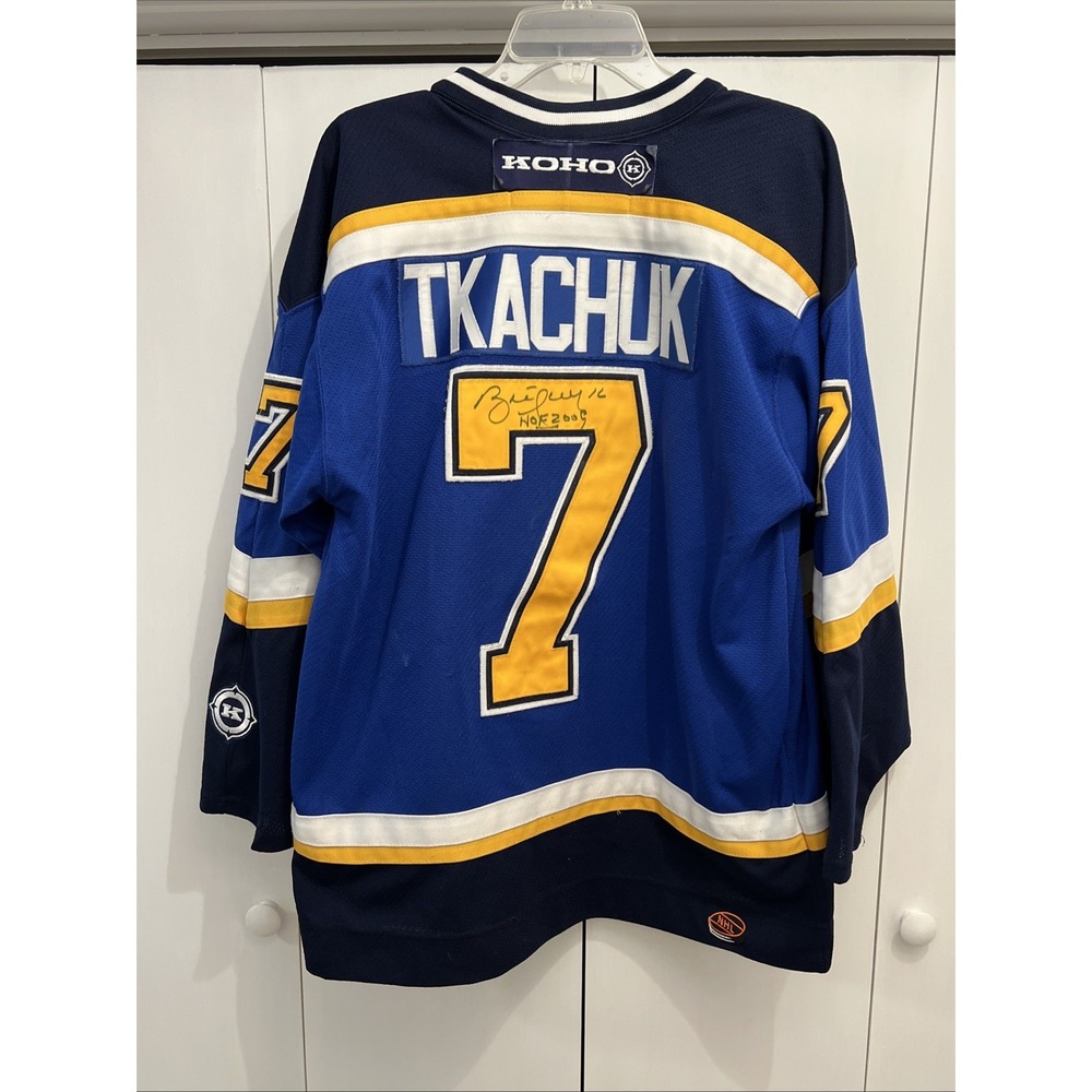 BRETT HULL Signed "HOF 2009" St. Louis‎ Blues #7 Keith Tkachuk Jersey, Koho Sz M